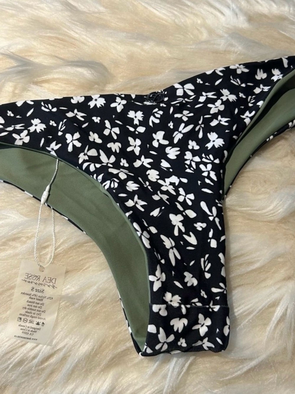 New Dea Rose Floral Black & White Reversible Bikini Bottoms